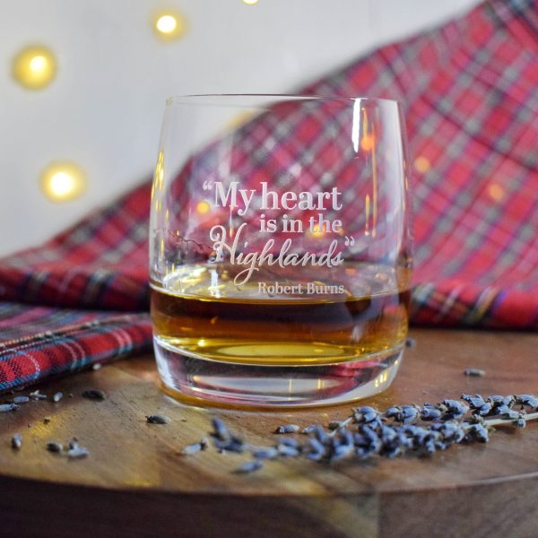 Burns Whisky Glass, Scottish Gift Background with Engraving