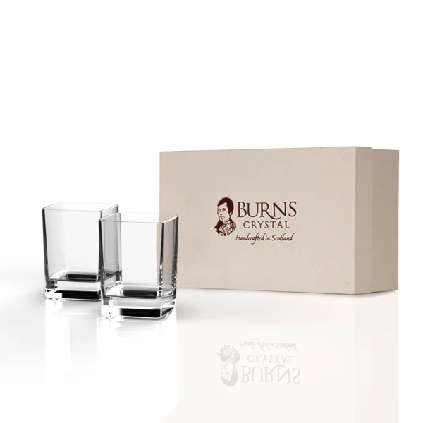 Burns Square Dram Glass Pair Premium Carton Dram