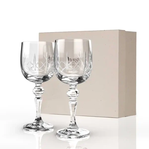 Mauchline Wine Goblet Presentation Box x2 crystal champagne flutes